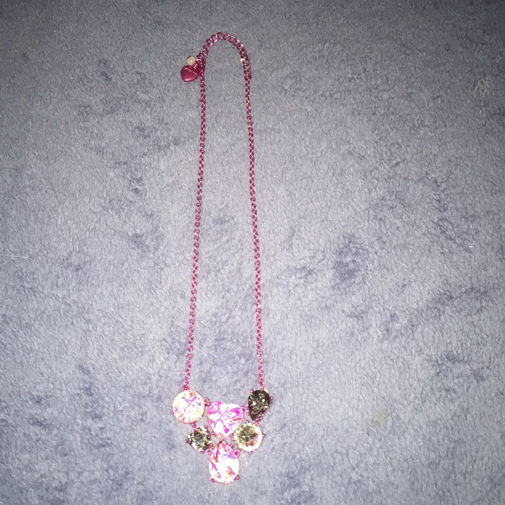 Betsey Johnson 28in pink necklace with a heart